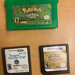 Pokémon greenleaf (gameboy), Pokémon heartgold(DS), imagine chef (DS)